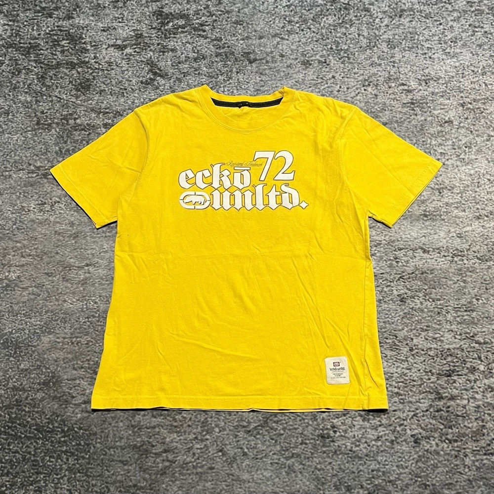 Ecko UNLTD‎ T Shirt Mens Medium Yellow Hip-Hop Skater Vintage Y2K 2000s
